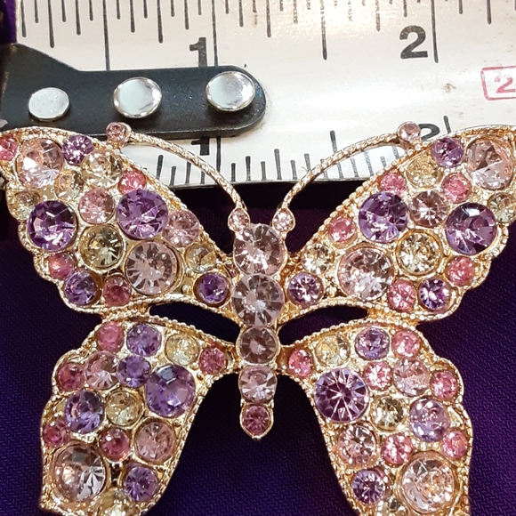 Butterfly Brooch/Pin Pink/Purple Stones - Picture 2 of 6